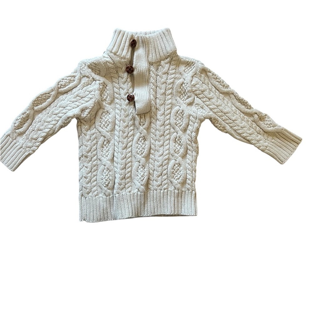Hope & Henry Baby Boy Cream Cable Knit Sweater | 6-12M